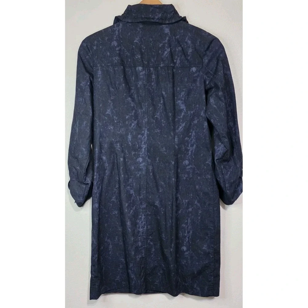 NEW Michael Kors Women Blue Scrunch Shirt  Stretch Dress‎ M 3/4 Sleeve Button Up